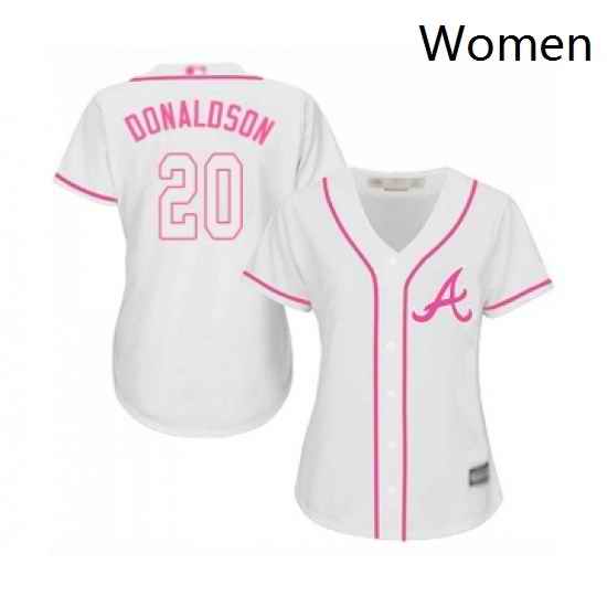 Womens Atlanta Braves 20 Josh Donaldson Replica White Fashion Cool Base Baseball Jersey